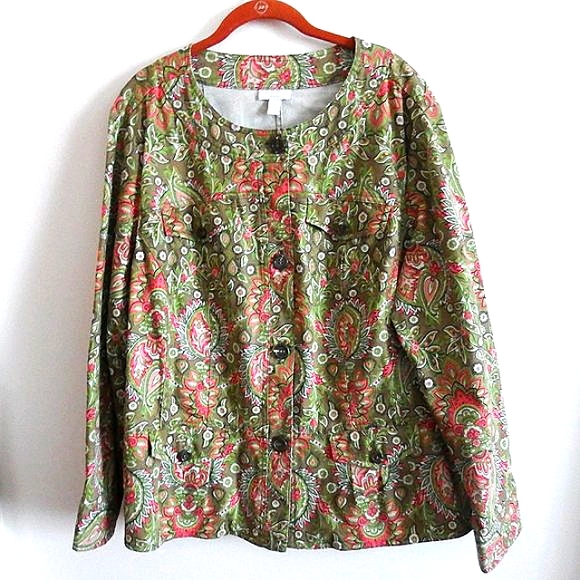 Denim Paisley Print Charter Club Woman Jacket 2X - Picture 4 of 6
